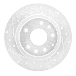 Mazda CX-3 Brake Rotor (1) - Rear Left - R1 Concepts - Drilled & Slotted - Silver - `16-`18